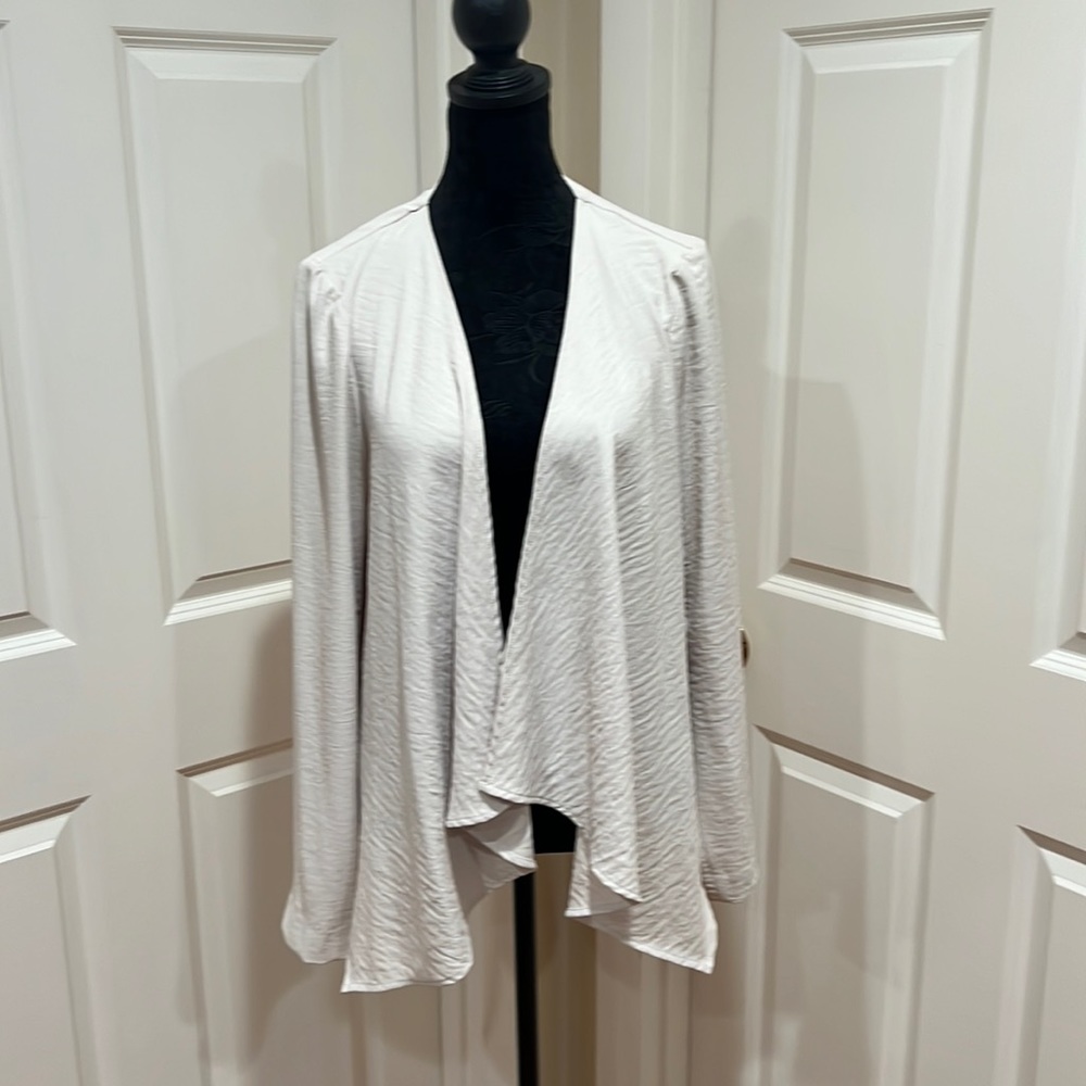 Philosophy, women’s, S, open cover up. Asymmetrical shape. 100% polyester.